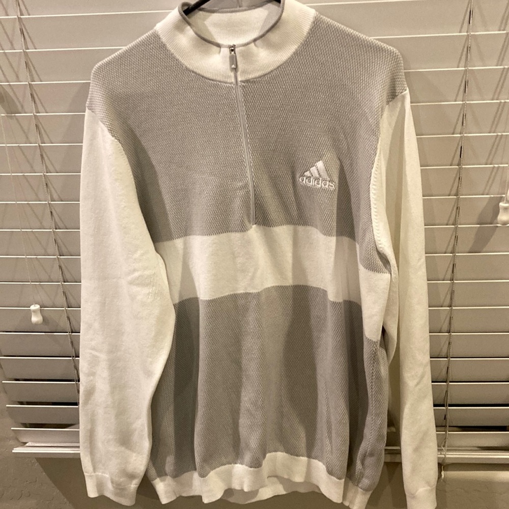 Grey and white sweater